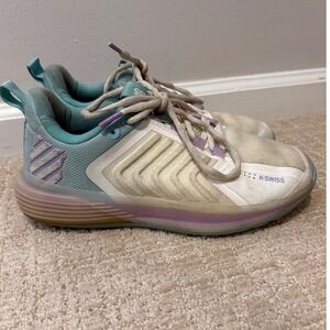 K Swiss Ultrashot Women's‎ Tennis Shoes Size 7.5 White Purple Aqua